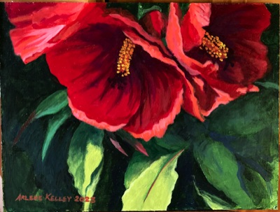 Hibiscus, Acrylic painting by Arlene Kelley