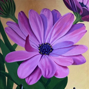 Pink Daisy, Acrylic painting by Arlene Kelley